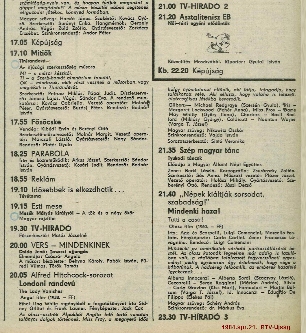 RTV: 1984: Londoni randev�